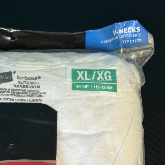 Hanes Tagless V-Neck White T-Shirts Pack Of 3 Size XL Extra Large - Picture 2 of 5